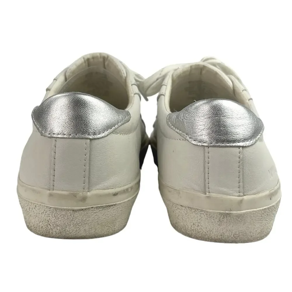 Madewell White Silver Leather Lace Up Sidewalk Low Top Casual Sneakers Size 7.5M